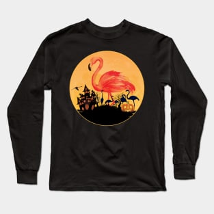 'Halloween Flamingos' Funny Flamingo Bird Long Sleeve T-Shirt